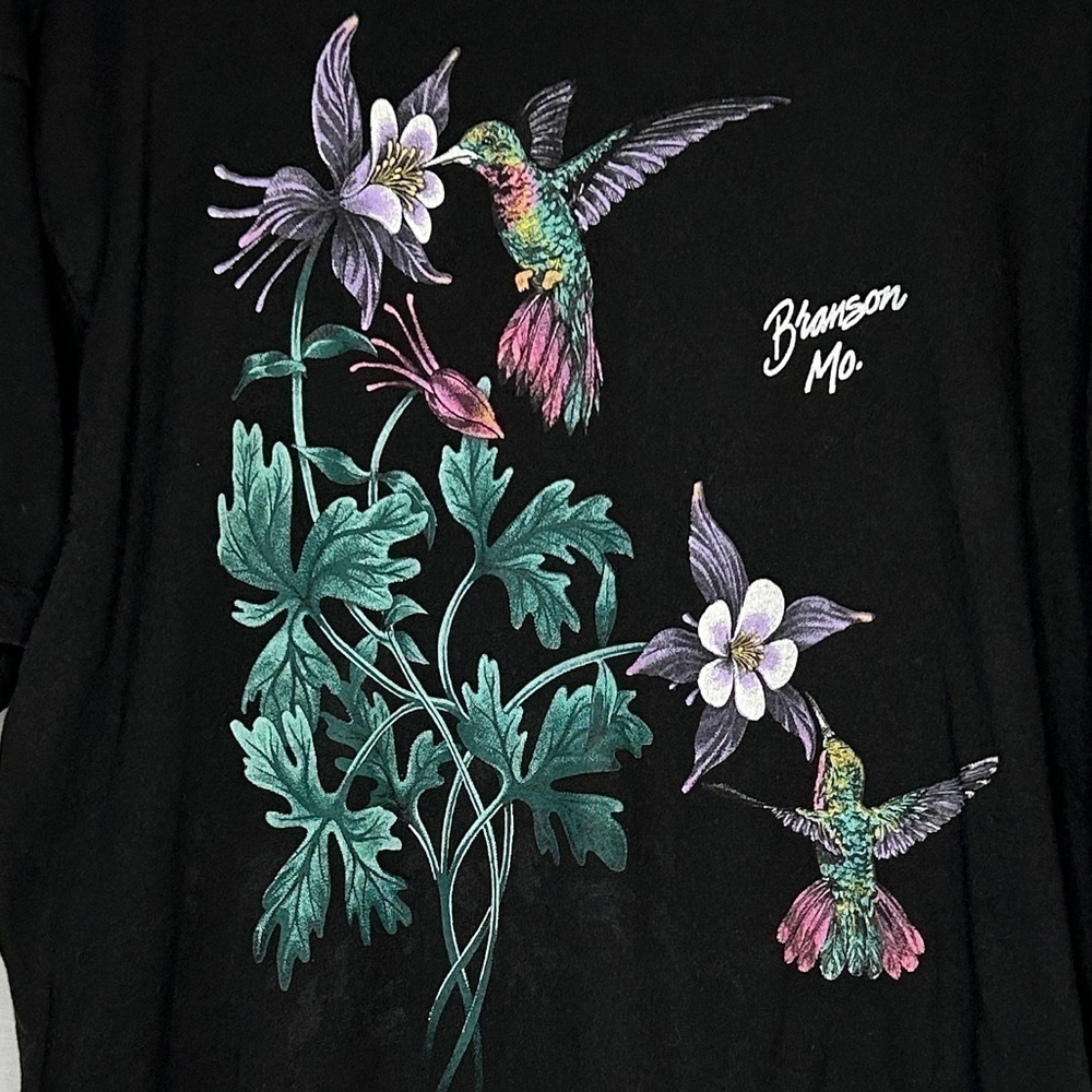 Vintage humming bird Branson MoGraphic tee Black single stitch USA Made XL - Picture 8 of 8